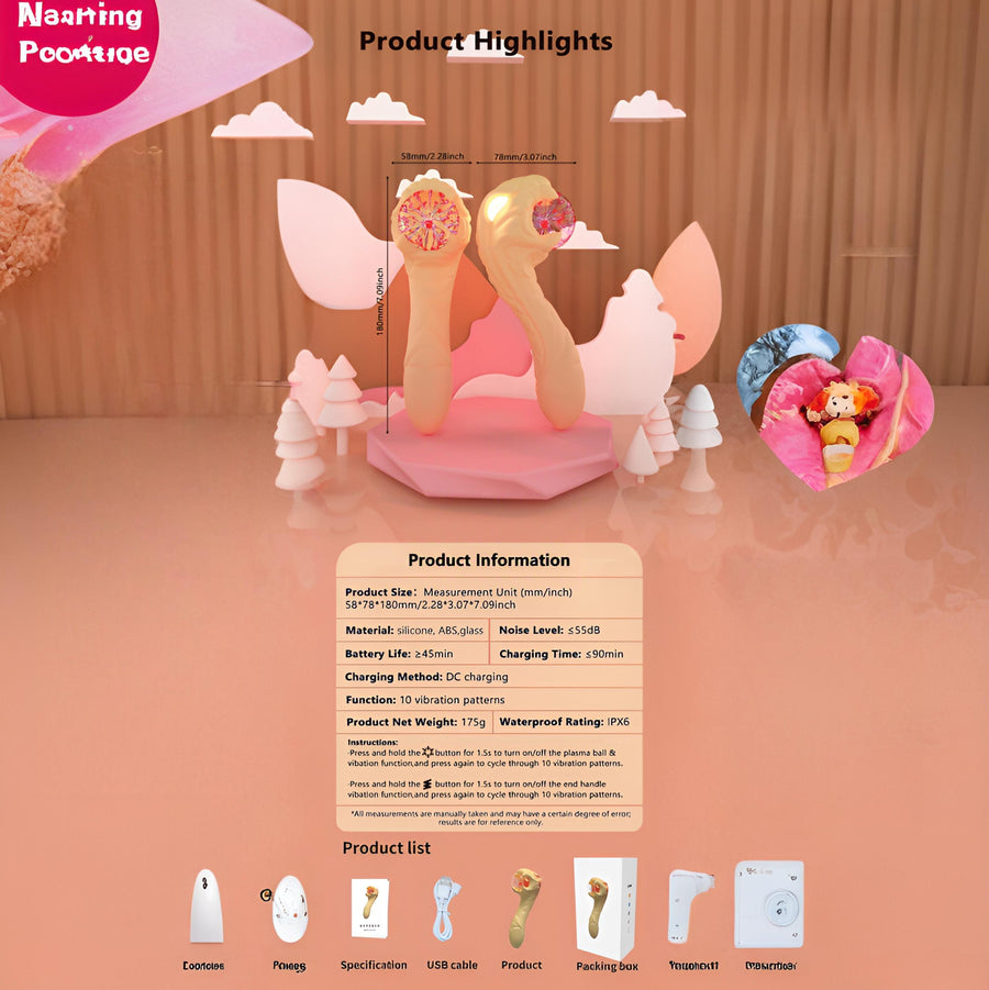 Snake Pearl Plasma Vibrator – Dual Motor Stimulation, Waterproof Silicone