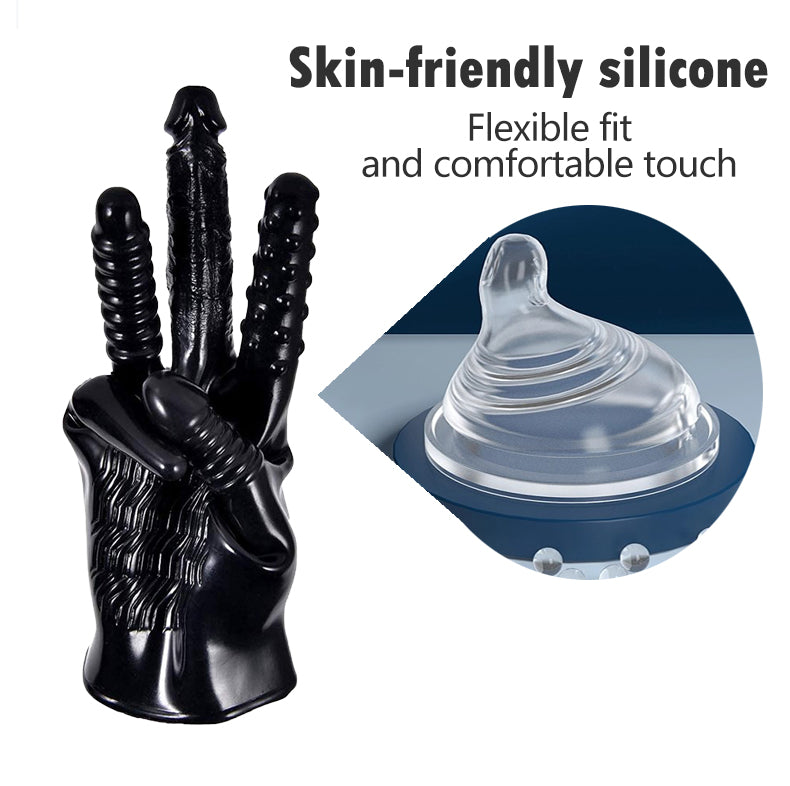 Vibrating Massage Glove ¨C Multi-Texture Stimulation, Waterproof Silicone Design